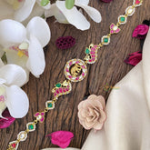 Vriksham Exquisite Elephant Peacock Kundan Jadau Sheeshphool-Red Green & White-J2768